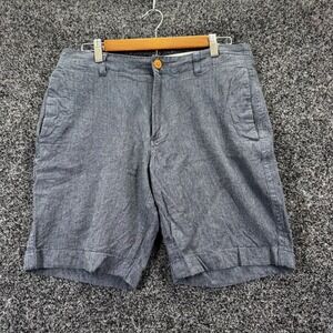 J.Crew Linen Cotton Beach Shorts Mens 32 Blue Chambray Flat Front Casual Summer